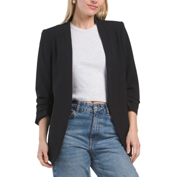 RACHEL ZOE Black Twill Ruched Blazer - Picture 1 of 2
